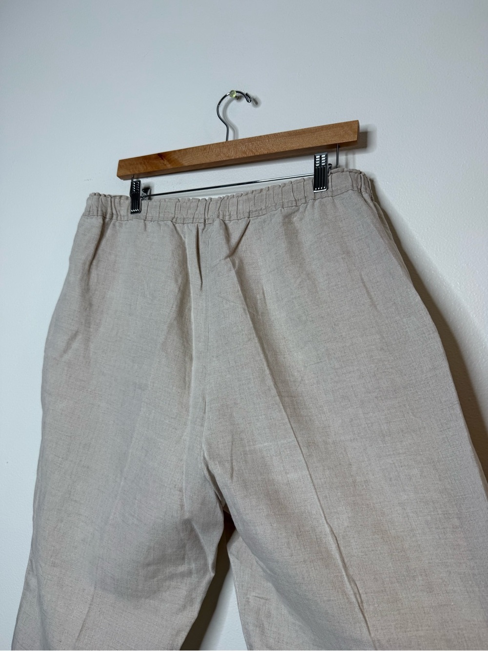 Eileen Fisher 100% Organic Linen Natural Fiber Neutral Beige Pull On Crop Pant - Picture 5 of 9